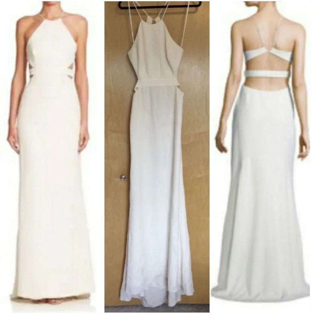 Halston Heritage Cutout Back Halter Gown - Picture 2 of 10